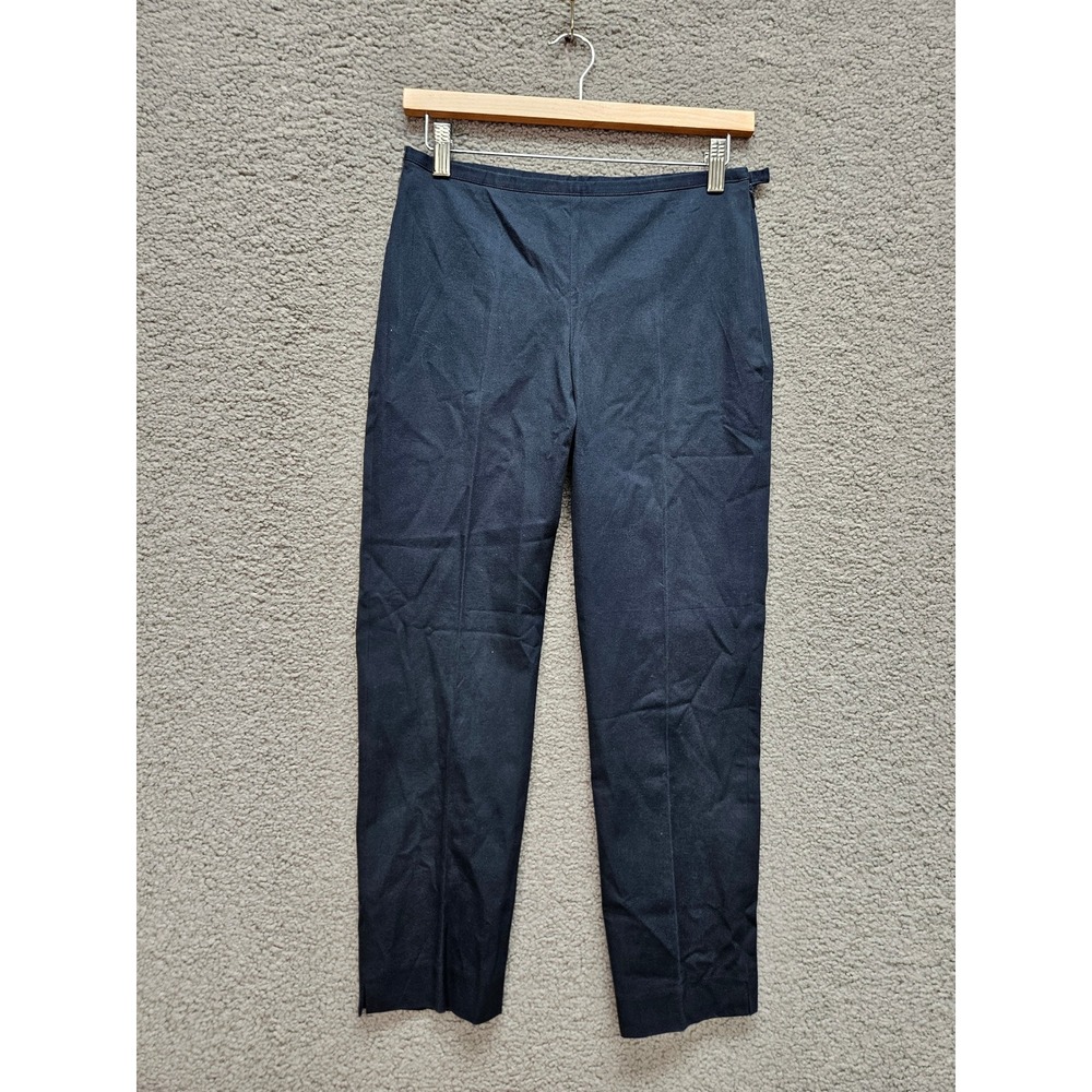 J.McLaughlin Trousers 0 Navy Blue Slim Leg Stretch Cotton Side Zip Preppy